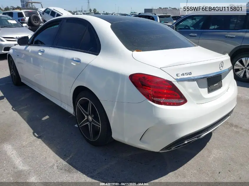 2016 Mercedes-Benz C 450 Amg 4Matic VIN: 55SWF6EB4GU115801 Lot: 42019103