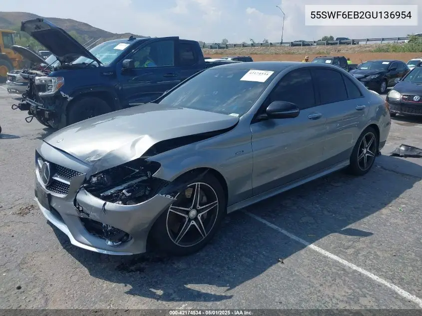 2016 Mercedes-Benz C 450 Amg 4Matic VIN: 55SWF6EB2GU136954 Lot: 42174534