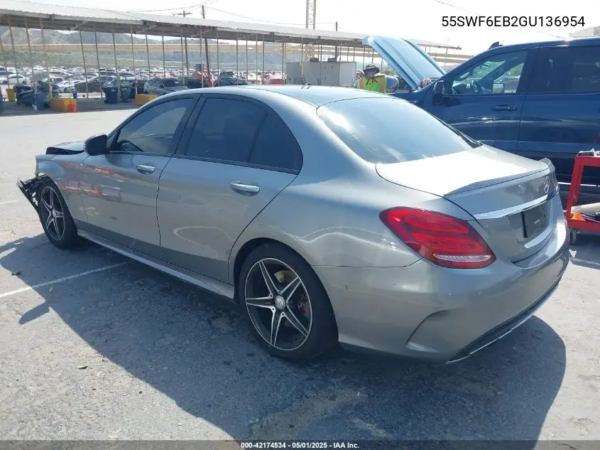 2016 Mercedes-Benz C 450 Amg 4Matic VIN: 55SWF6EB2GU136954 Lot: 42174534