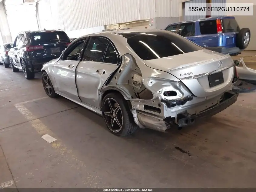 2016 Mercedes-Benz C 450 Amg 4Matic VIN: 55SWF6EB2GU110774 Lot: 42239393