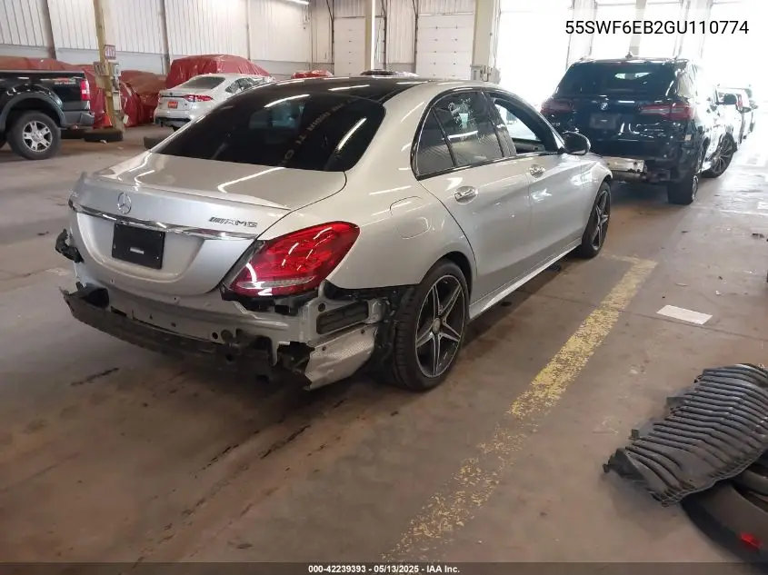 2016 Mercedes-Benz C 450 Amg 4Matic VIN: 55SWF6EB2GU110774 Lot: 42239393