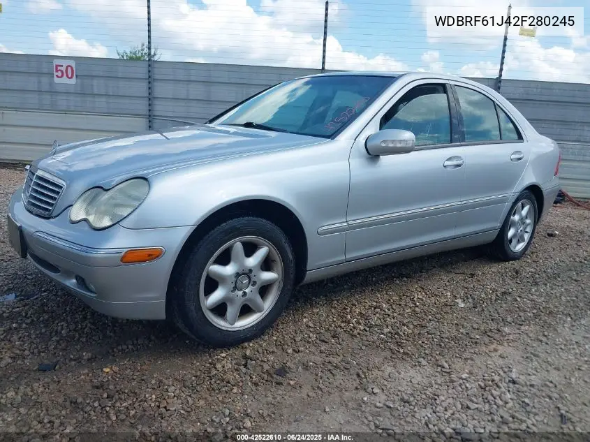 2002 Mercedes-Benz C 240 VIN: WDBRF61J42F280245 Lot: 42522610