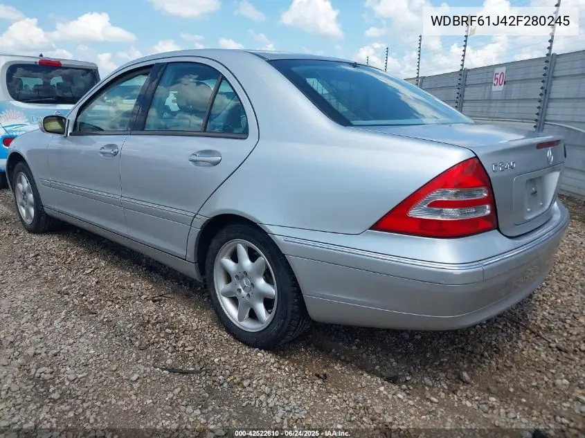 2002 Mercedes-Benz C 240 VIN: WDBRF61J42F280245 Lot: 42522610