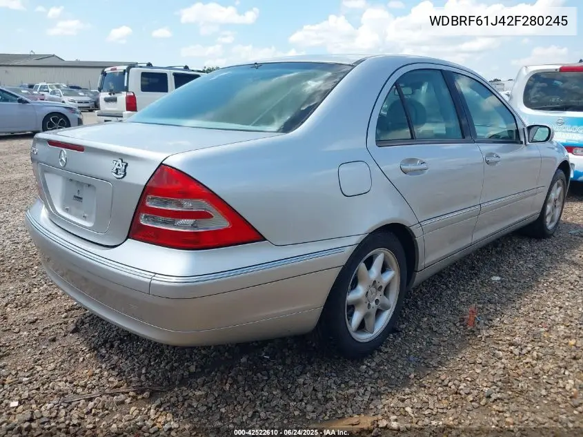 2002 Mercedes-Benz C 240 VIN: WDBRF61J42F280245 Lot: 42522610