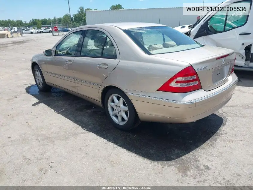 2002 Mercedes-Benz C 240 VIN: WDBRF61J32E005536 Lot: 42527472