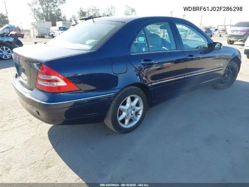 2002 Mercedes-Benz C 240 VIN: WDBRF61J02F286298 Lot: 42539424