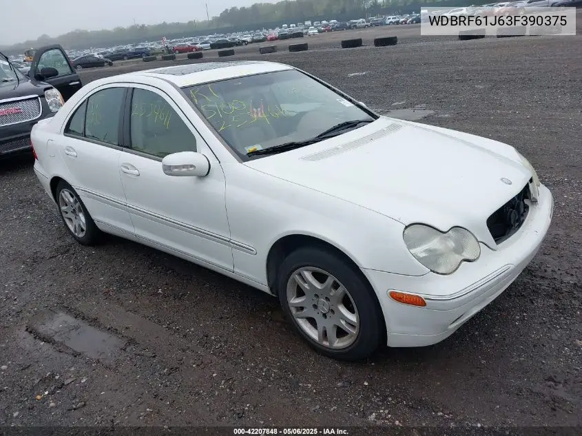 2003 Mercedes-Benz C 240 VIN: WDBRF61J63F390375 Lot: 42207848