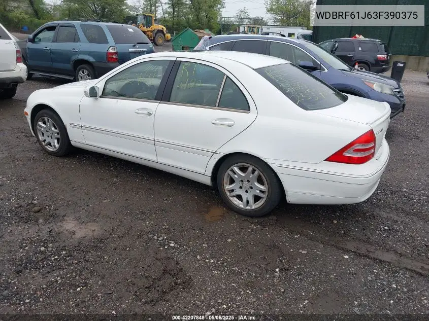 2003 Mercedes-Benz C 240 VIN: WDBRF61J63F390375 Lot: 42207848