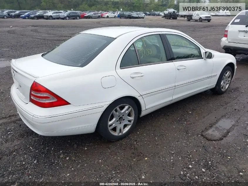 2003 Mercedes-Benz C 240 VIN: WDBRF61J63F390375 Lot: 42207848