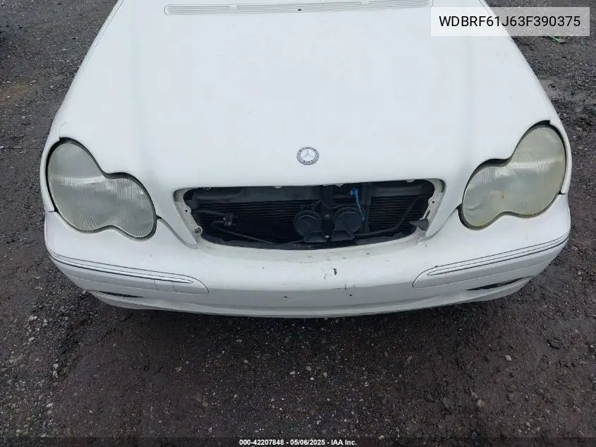 2003 Mercedes-Benz C 240 VIN: WDBRF61J63F390375 Lot: 42207848