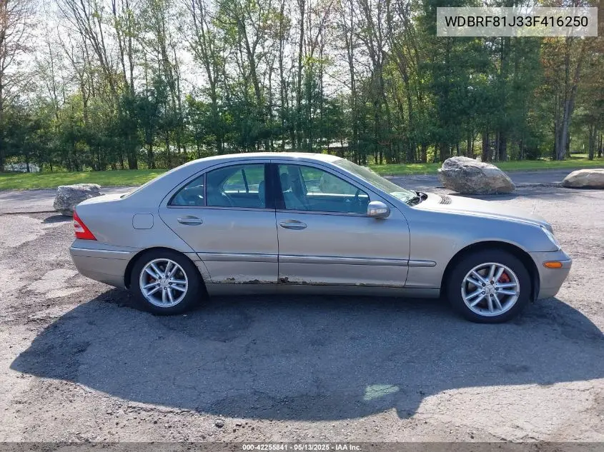 2003 Mercedes-Benz C 240 VIN: WDBRF81J33F416250 Lot: 42255841