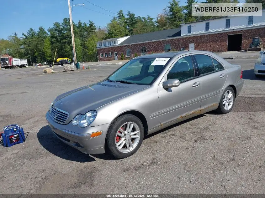 2003 Mercedes-Benz C 240 VIN: WDBRF81J33F416250 Lot: 42255841
