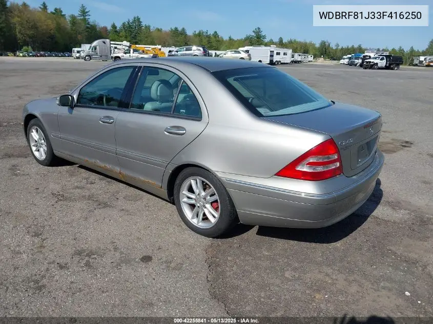 2003 Mercedes-Benz C 240 VIN: WDBRF81J33F416250 Lot: 42255841