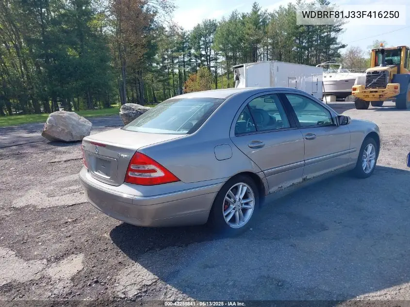 2003 Mercedes-Benz C 240 VIN: WDBRF81J33F416250 Lot: 42255841