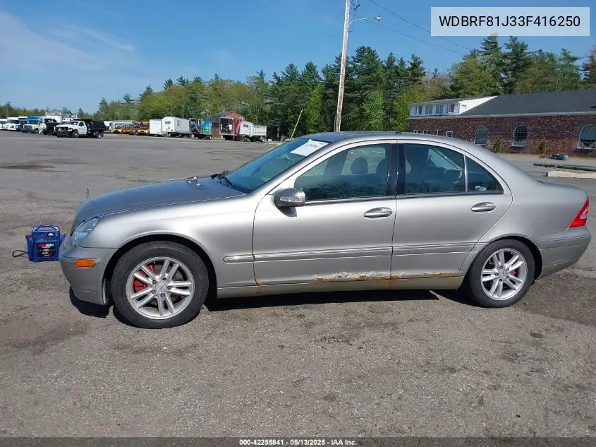 2003 Mercedes-Benz C 240 VIN: WDBRF81J33F416250 Lot: 42255841