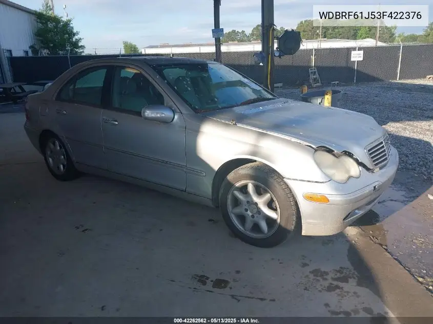 2003 Mercedes-Benz C 240 VIN: WDBRF61J53F422376 Lot: 42262562