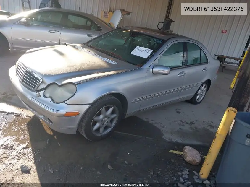 2003 Mercedes-Benz C 240 VIN: WDBRF61J53F422376 Lot: 42262562