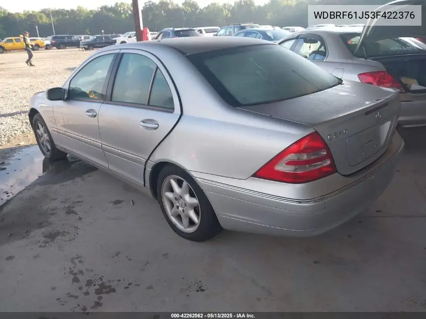 2003 Mercedes-Benz C 240 VIN: WDBRF61J53F422376 Lot: 42262562