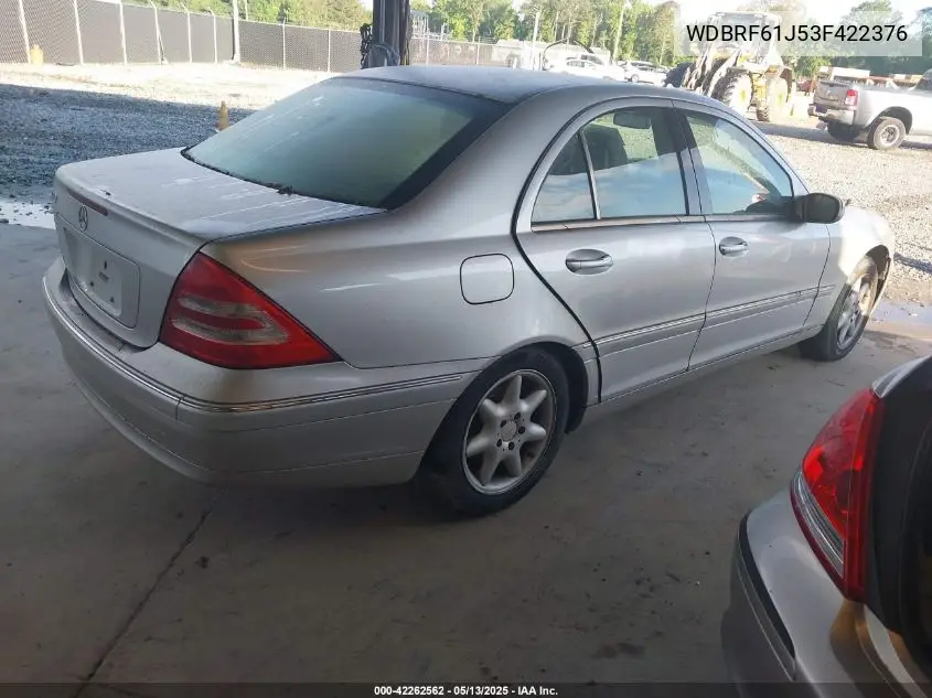 2003 Mercedes-Benz C 240 VIN: WDBRF61J53F422376 Lot: 42262562