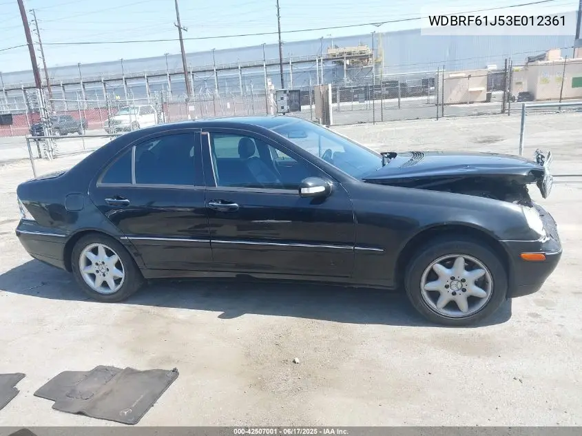 2003 Mercedes-Benz C 240 VIN: WDBRF61J53E012361 Lot: 42507001