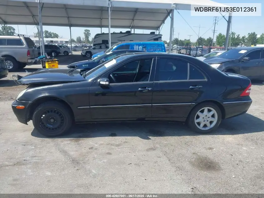 2003 Mercedes-Benz C 240 VIN: WDBRF61J53E012361 Lot: 42507001