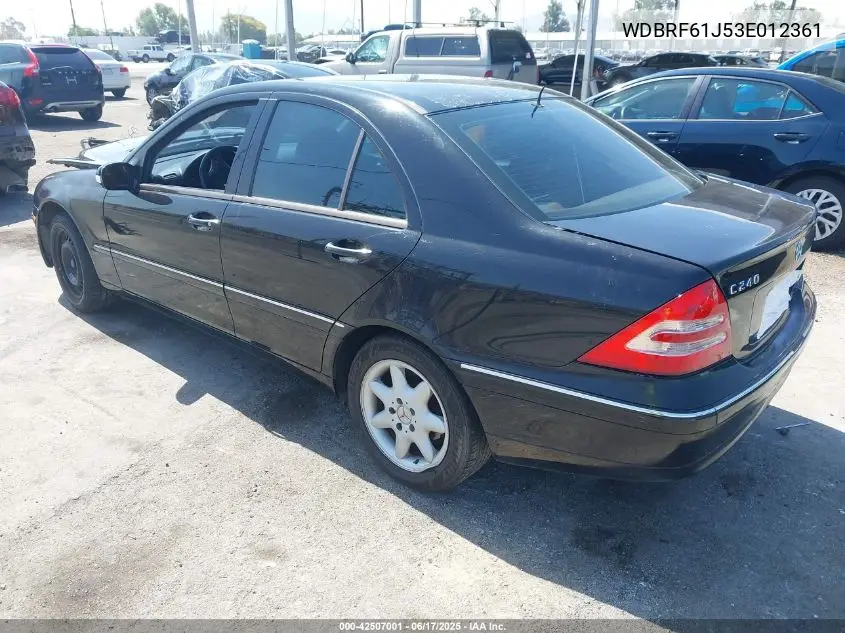 2003 Mercedes-Benz C 240 VIN: WDBRF61J53E012361 Lot: 42507001