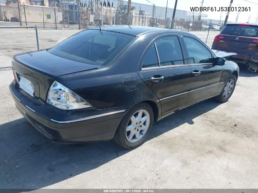 2003 Mercedes-Benz C 240 VIN: WDBRF61J53E012361 Lot: 42507001