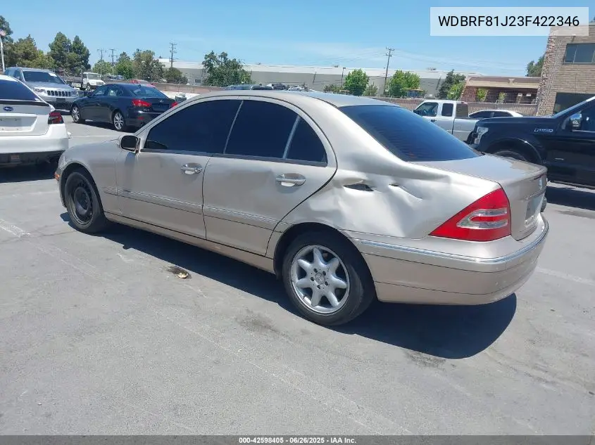 2003 Mercedes-Benz C 240 VIN: WDBRF81J23F422346 Lot: 42598405