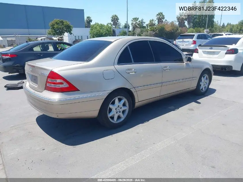 2003 Mercedes-Benz C 240 VIN: WDBRF81J23F422346 Lot: 42598405