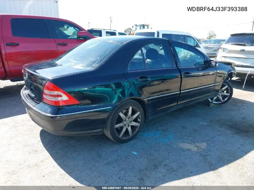 2003 Mercedes-Benz C 320 Sport VIN: WDBRF64J33F393388 Lot: 42607487