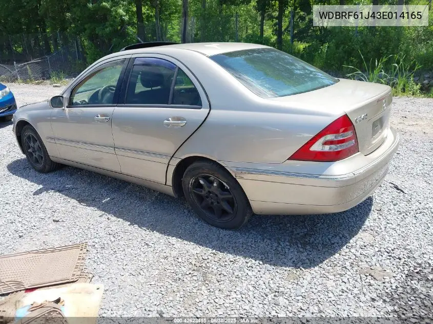 2003 Mercedes-Benz C 240 VIN: WDBRF61J43E014165 Lot: 42623495