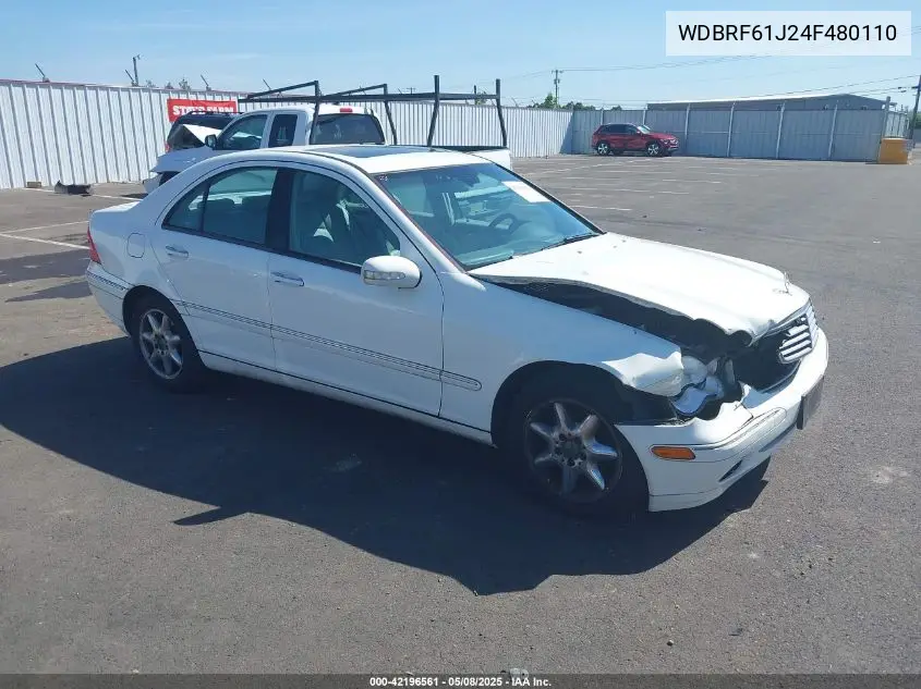 2004 Mercedes-Benz C 240 VIN: WDBRF61J24F480110 Lot: 42196561