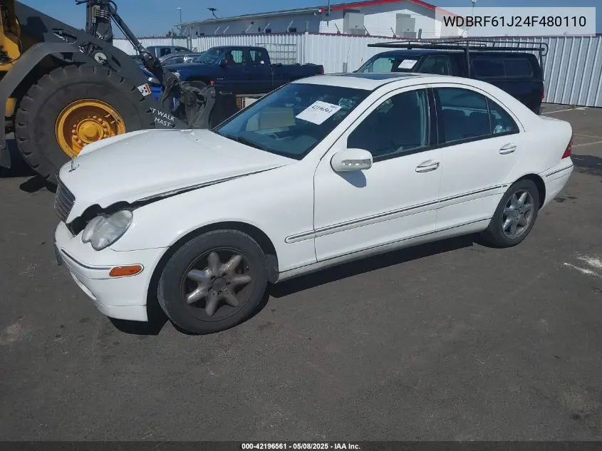 2004 Mercedes-Benz C 240 VIN: WDBRF61J24F480110 Lot: 42196561