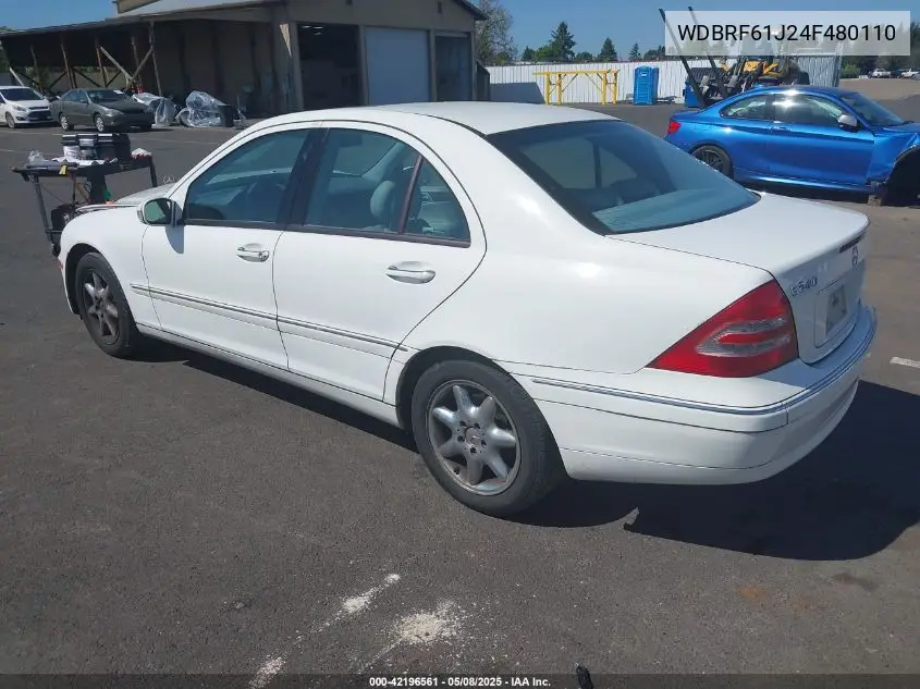 2004 Mercedes-Benz C 240 VIN: WDBRF61J24F480110 Lot: 42196561