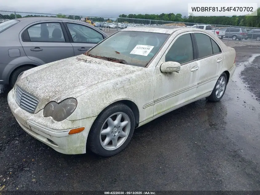 2004 Mercedes-Benz C 240 4Matic VIN: WDBRF81J54F470702 Lot: 42228330