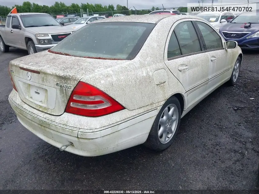 2004 Mercedes-Benz C 240 4Matic VIN: WDBRF81J54F470702 Lot: 42228330