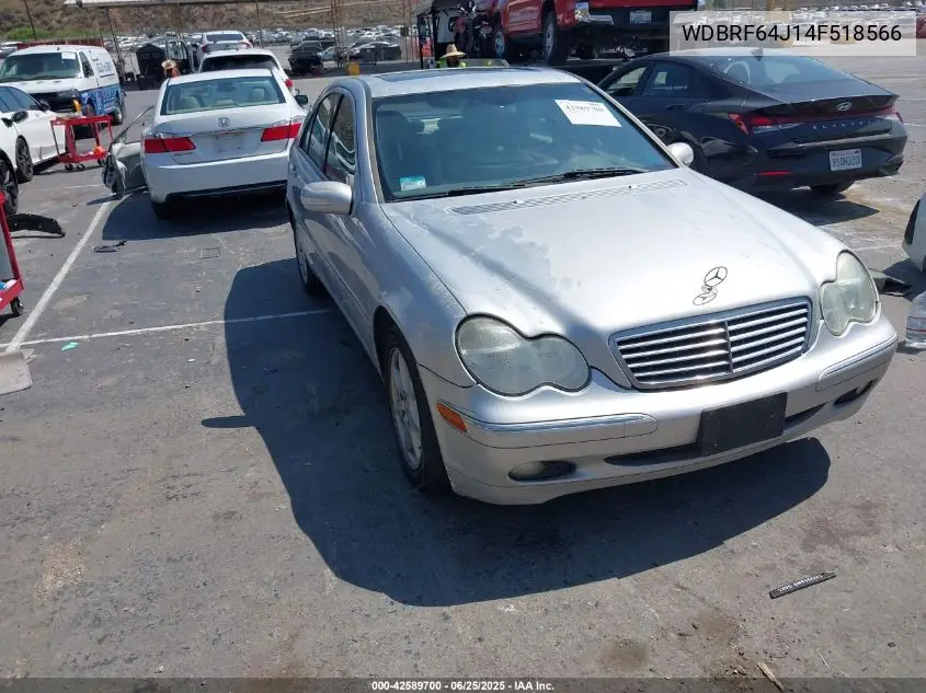 2004 Mercedes-Benz C 320 Sport VIN: WDBRF64J14F518566 Lot: 42589700