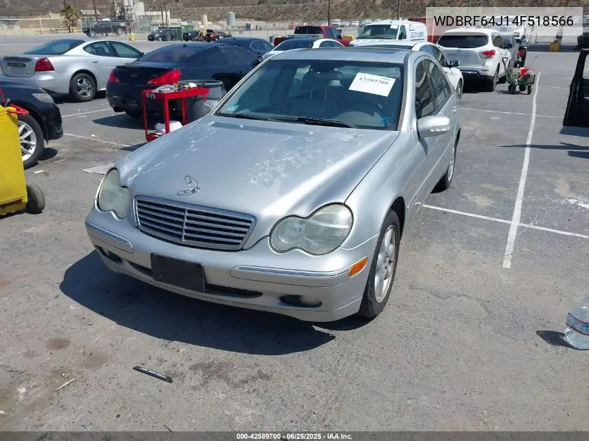 2004 Mercedes-Benz C 320 Sport VIN: WDBRF64J14F518566 Lot: 42589700