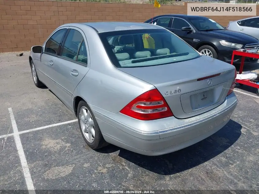 2004 Mercedes-Benz C 320 Sport VIN: WDBRF64J14F518566 Lot: 42589700