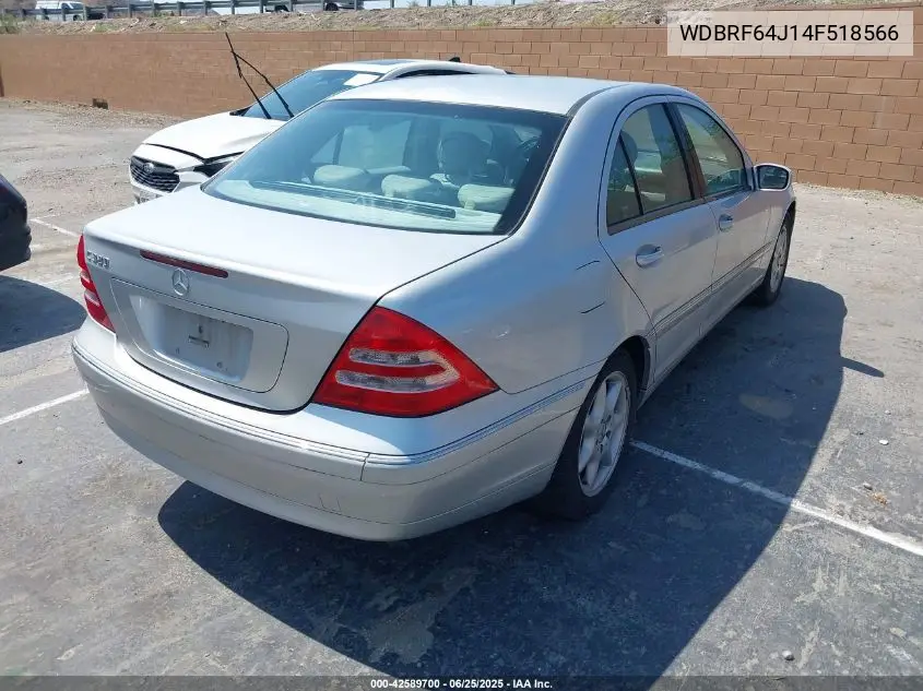 2004 Mercedes-Benz C 320 Sport VIN: WDBRF64J14F518566 Lot: 42589700