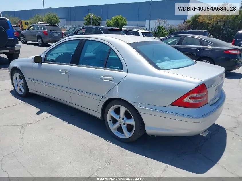 2004 Mercedes-Benz C 230 Kompressor Sport/Sport VIN: WDBRF40J64A634028 Lot: 42602445