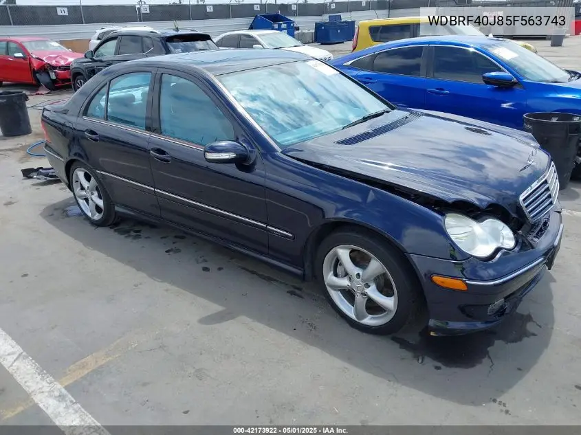 2005 Mercedes-Benz C 230 Kompressor Sport VIN: WDBRF40J85F563743 Lot: 42173922
