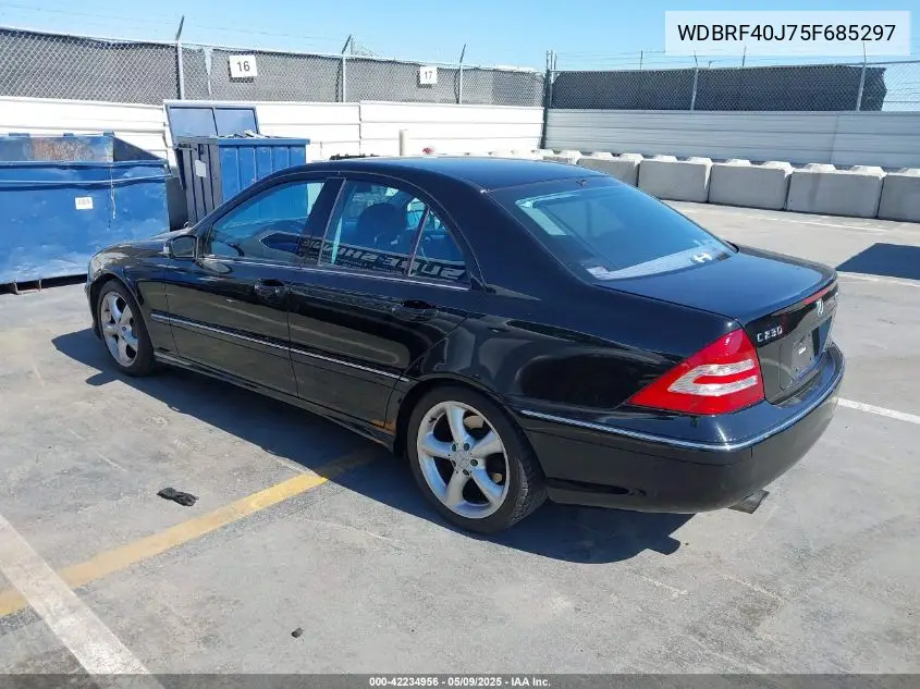 2005 Mercedes-Benz C 230 Kompressor Sport VIN: WDBRF40J75F685297 Lot: 42234956