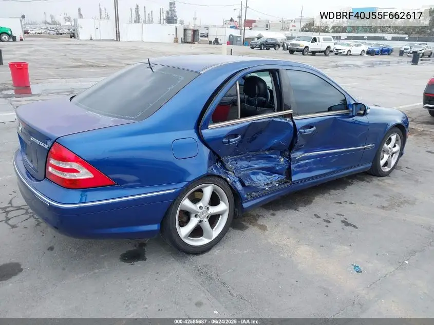 2005 Mercedes-Benz C 230 Kompressor Sport VIN: WDBRF40J55F662617 Lot: 42585687
