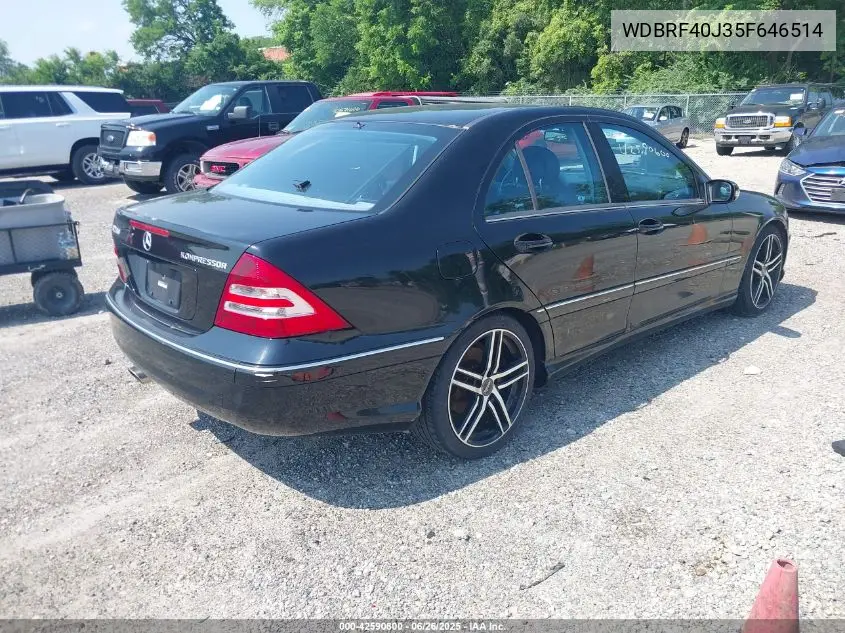 2005 Mercedes-Benz C 230 Kompressor Sport VIN: WDBRF40J35F646514 Lot: 42590600