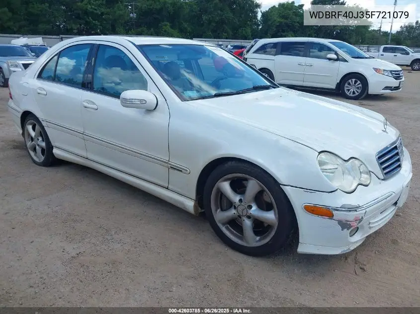 2005 Mercedes-Benz C 230 Kompressor Sport VIN: WDBRF40J35F721079 Lot: 42603785
