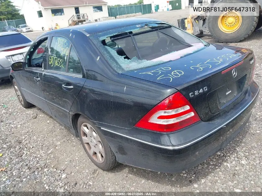 2005 Mercedes-Benz C 240 Luxury 4Matic VIN: WDBRF81J05F647318 Lot: 42615492