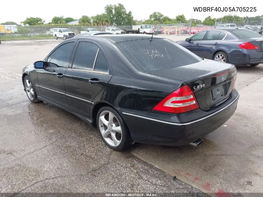 2005 Mercedes-Benz C 230 Kompressor Sport VIN: WDBRF40J05A705225 Lot: 42621393