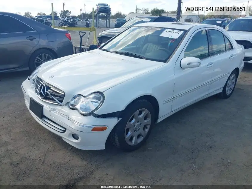 2006 Mercedes-Benz C 280 Luxury VIN: WDBRF54H26F826551 Lot: 41963354