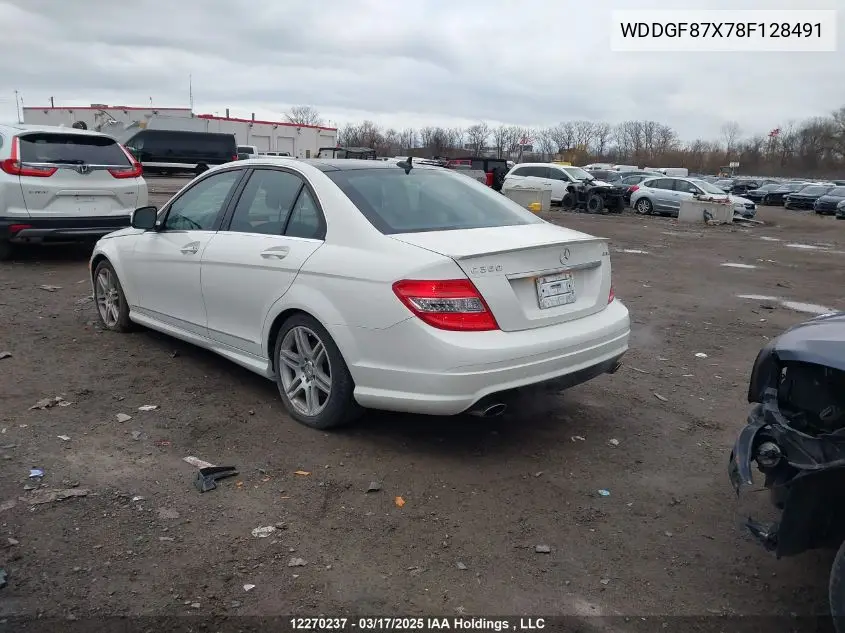 2008 Mercedes-Benz C 350 4Matic VIN: WDDGF87X78F128491 Lot: 12270237